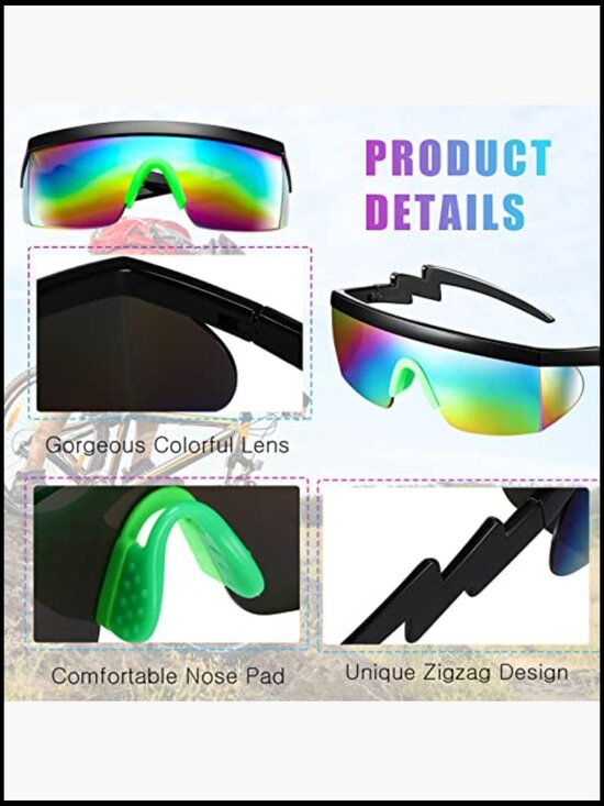 3 Pairs Retro Semi Rimless Sunglasses Zigzag Temple Mirror Coating PC Rubber main image 7